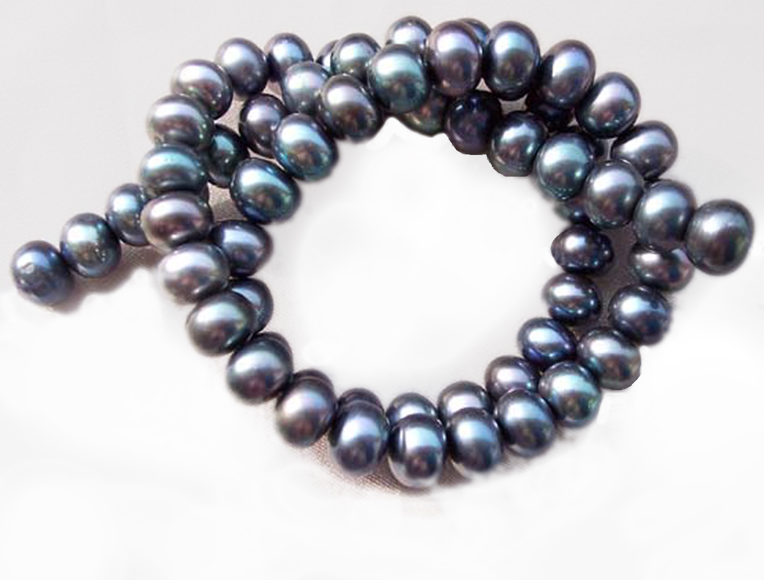 Black 8-9mm Button Pearl Strand
