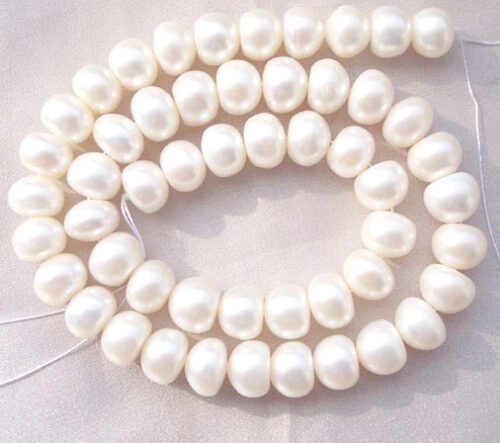 9-10mm White Button Pearl Strand larger holes