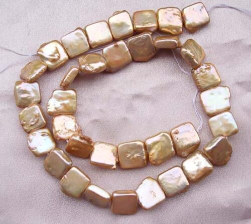 Chocolate 11.5mm Square Coin Pearl Strand