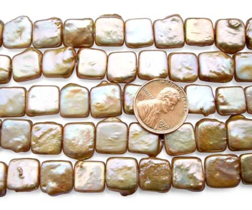 Chocolate 11.5mm Square Coin Pearl Strand