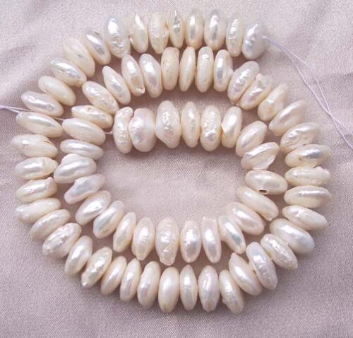 White Center Drilled Round Coin Pearl Strand