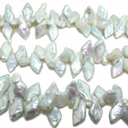 White Top Drilled Diamond Shaped Coin Pearl Strand