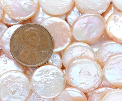 Light Pink 14-15mm AA+ Round Coin Pearl Strand