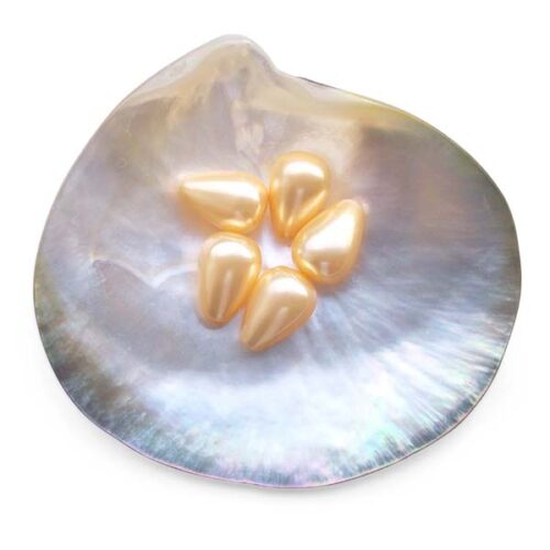 Gold 10x14mm Drop Shaped SSS Pearl, Half Drilled