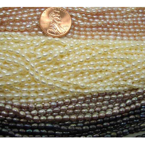 2-3mm Small Tiny Rice Pearl Strand 4 colors