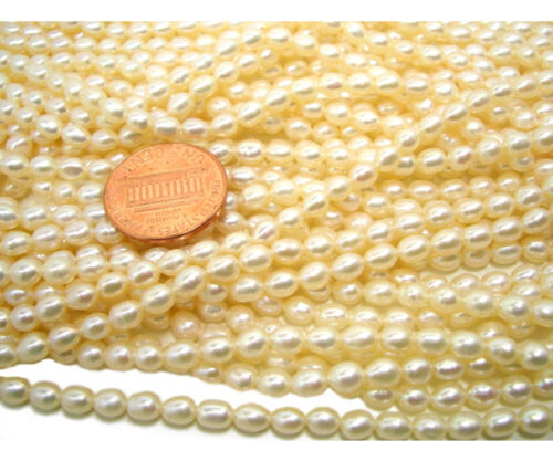 3-4mm Loose White Rice Pearl Strand