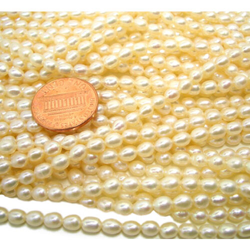 3-4mm Loose White Rice Pearl Strand