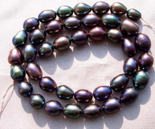 8-9mm Black Rice or Oval Pearl strands