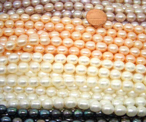 8-9mm Rice or Oval Pearl strand 4 colors