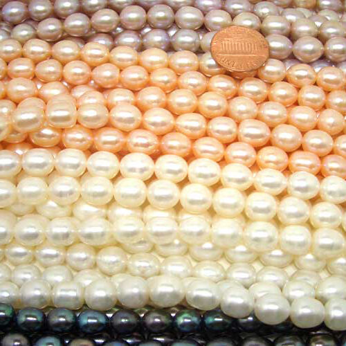 8-9mm Rice or Oval Pearl strand 4 colors