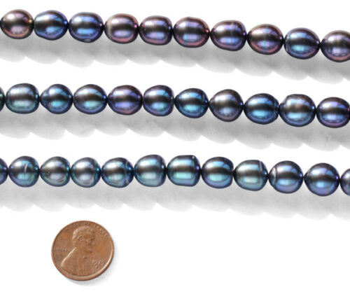 Black 10-11mm A+ Rice or Oval Shaped Loose Pearl Strands