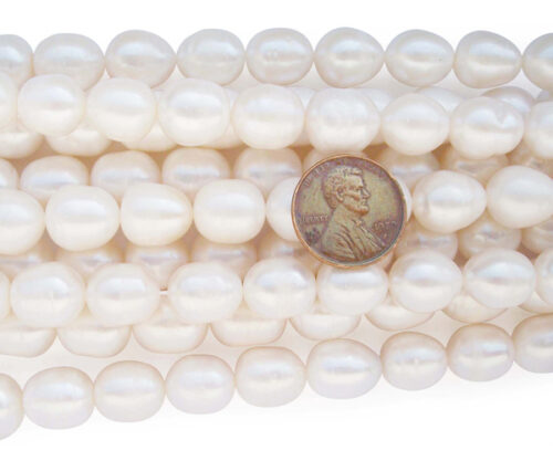 White Large Sized 11-12mm Rice Shaped Real Pearl Strands