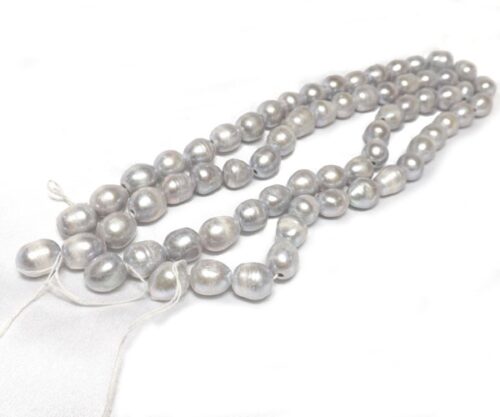 Grey Colored 11-12mm Rice or Drop Pearls 2mm Holes PreDrilled