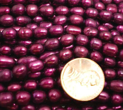 Magenta 5-6mm Oval or Rice Pearl Strands