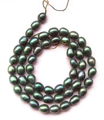 Dark Green 5-6mm Oval or Rice Pearls Strands