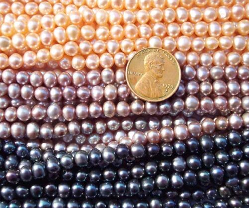 Pink, Mauve and Black 5-6mm Semi-Round Pearl Strands