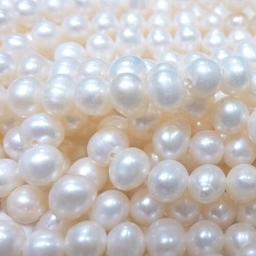 5-6mm White Semi-Round Pearl Strands