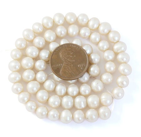 Cream White 6-7mm Side drilled Semi-Round Potato Pearl Strand
