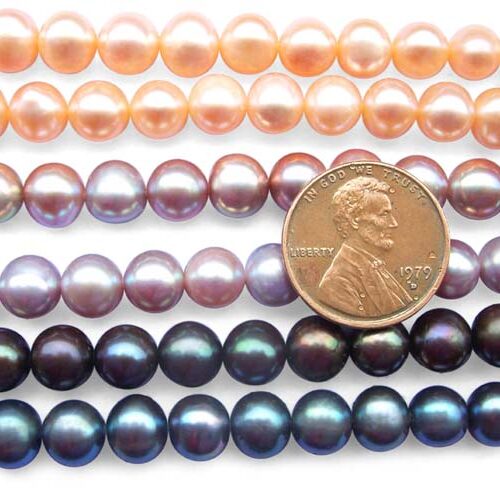 White, Pink, Mauve and Black 7-8mm AA Side Drilled Potato Pearl Strands