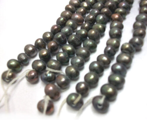 8-9mm Side drilled Semi-Round Potato Pearls Pre-drilled Larger Holes