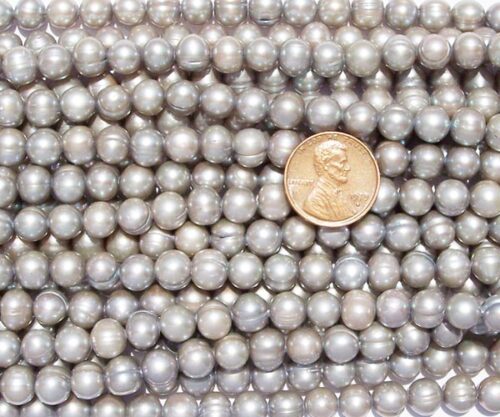 Grey 7-8mm Side Drilled Semi-Round Pearl Strands with Natural Dents
