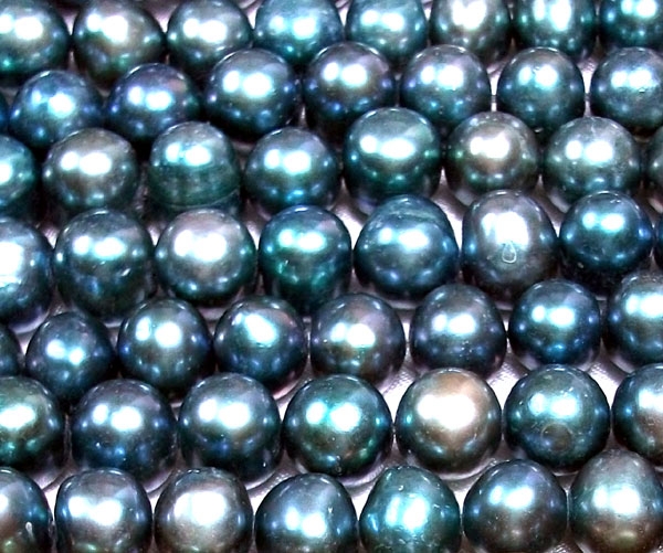 Greenish Grey Colored 8-9mm Side Drilled Potato Pearls