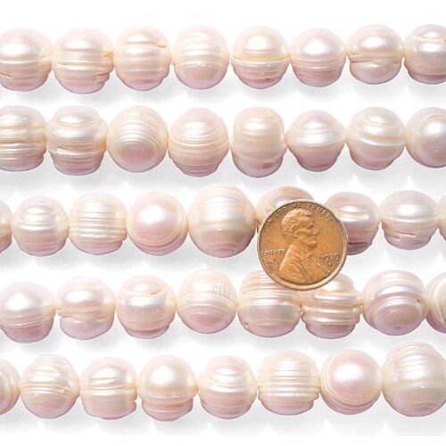 Mauve Large 12-13mm Side Drilled Semi-Round Pearl Strands with Natural Dents