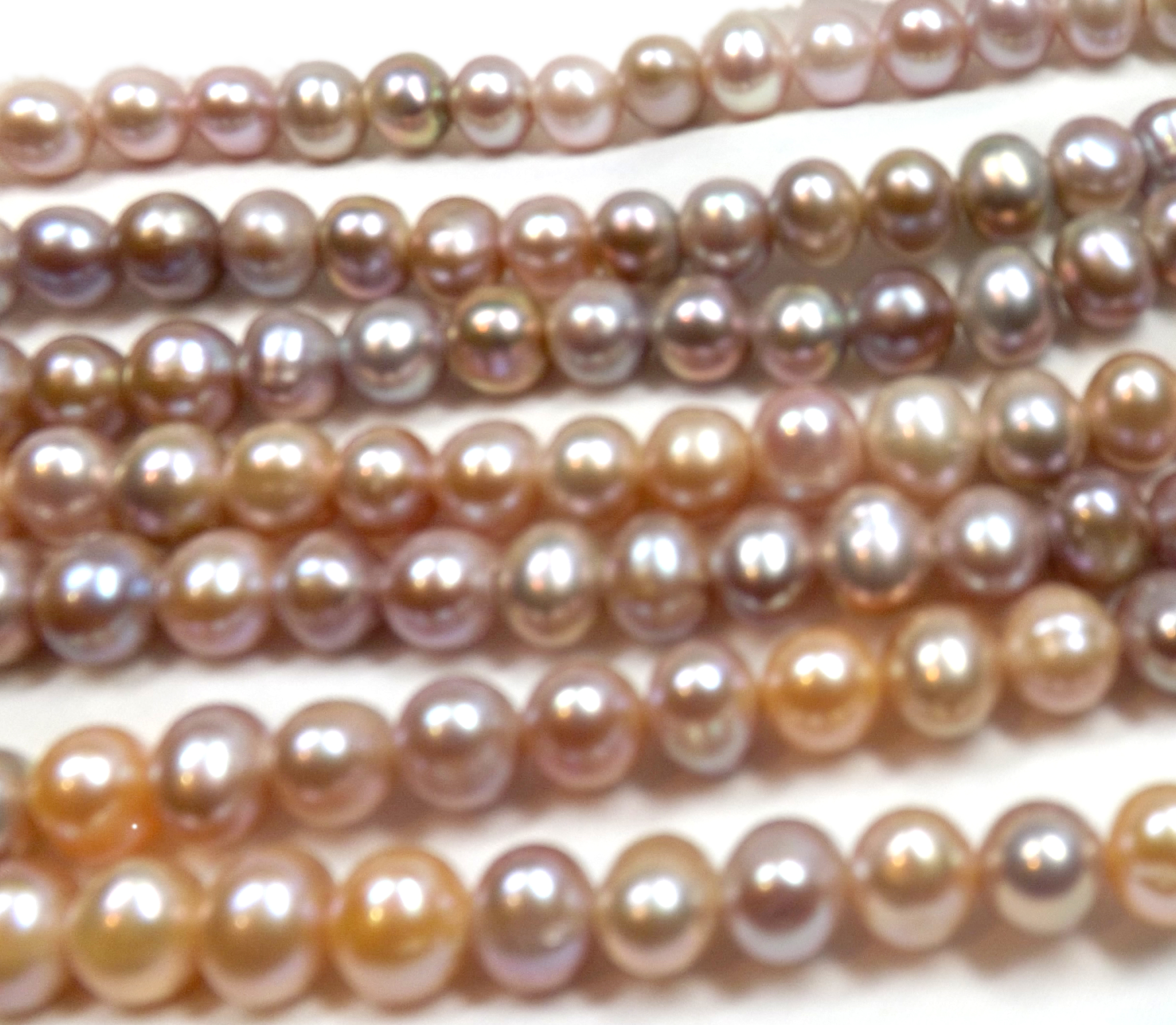 multi-colored 9-10mm Side Drilled Potato Pearl Strand with 1.7mm or 2.3mm Holes