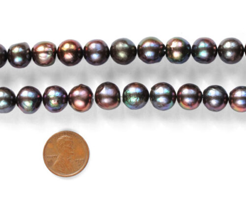 Black 11-12mm Side Drilled Potato Pearls on Temporary Strand