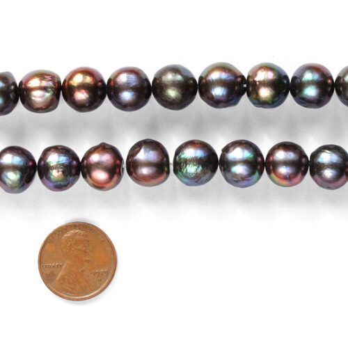 Black 11-12mm Side Drilled Potato Pearls on Temporary Strand