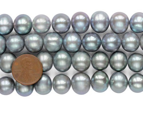 Grey 12-13mm Side Drilled Potato Pearls on Temporary Strand