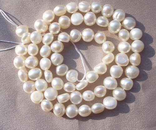 White 5-6mm Baroque Shaped Pearl Strands
