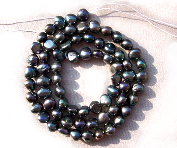 Black 5-6mm Baroque Shaped Pearl Strands