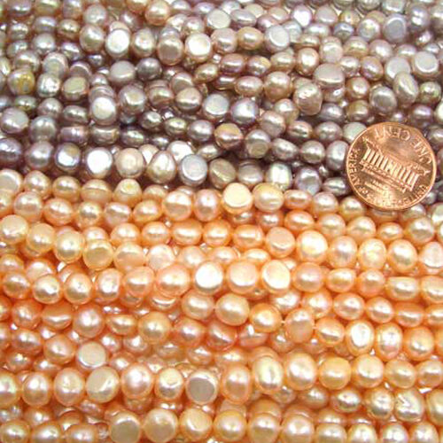 Lavender and Peach 6-7mm Baroque Shaped Pearl Strands