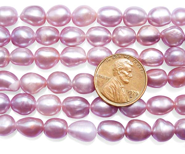 Mauve 8-9mm AA+ Baroque Pearl Strands