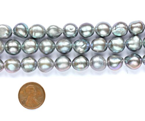 Silver Grey 11-12mm Length Drilled Baroque Pearl Strand