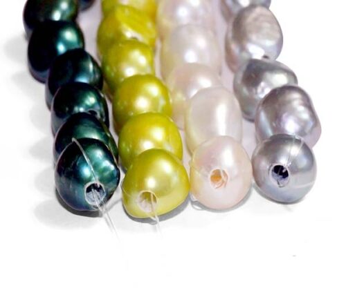 Large 11-12mm Length Drilled Baroque Pearl Strand, big hole