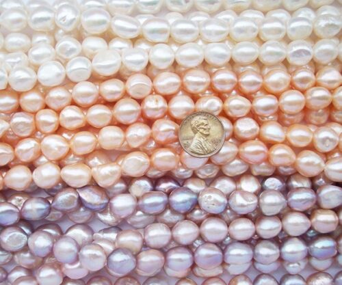 Large 11-12mm Length Drilled Baroque Pearl Strand, big hole