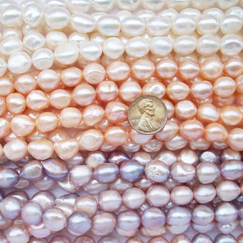 Large 11-12mm Length Drilled Baroque Pearl Strand, big hole