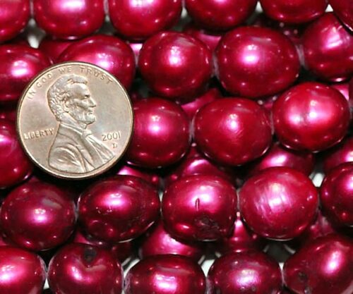 12-13mm Length Drilled Cranberry Baroque Pearl Strand