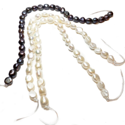 White or Black 13-14mm Baroque Pearl Strand, 1.7mm, 2.0mm 2.3mm or 2.5mm Holes