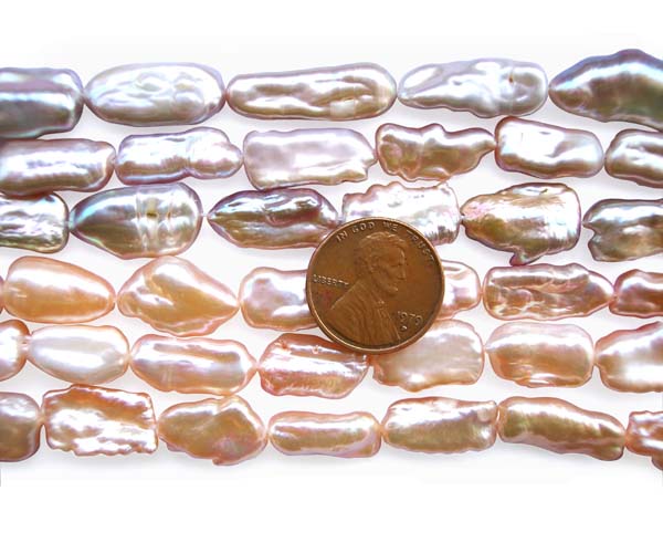 Mauve and Pink Length Drilled Biwa Loose Pearl Strands