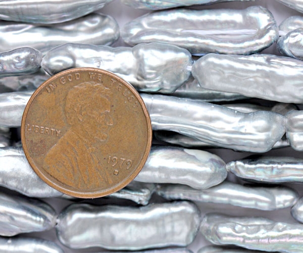 Grey Length Drilled Biwa Loose Pearl Strand