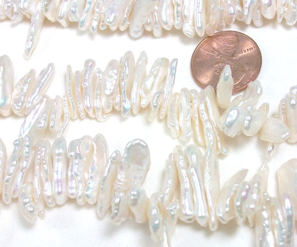 White Top Drilled Stick Biwa pearl strand