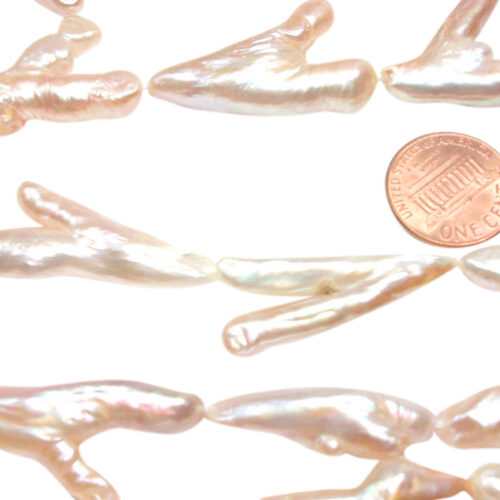 Multi Color Pinkish Overtone 10x32mm Double Stick Biwa Pearl