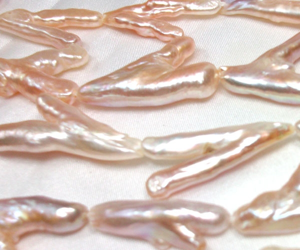 Multi Color Pinkish Overtone 10x32mm Double Stick Biwa Pearl