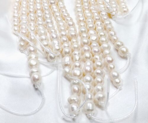 White large peanut Pearl Strand with 2.5mm Large Holes