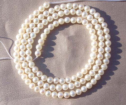 3-4mm Round White Pearl Strands