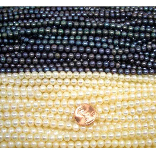 6-7mm Round AA+ white and black pearls Strands Drilled Larger Holes