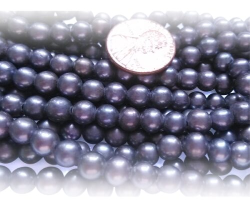 6-7mm AA+ Quality Round Black Pearl Strands, 1.3mm hole